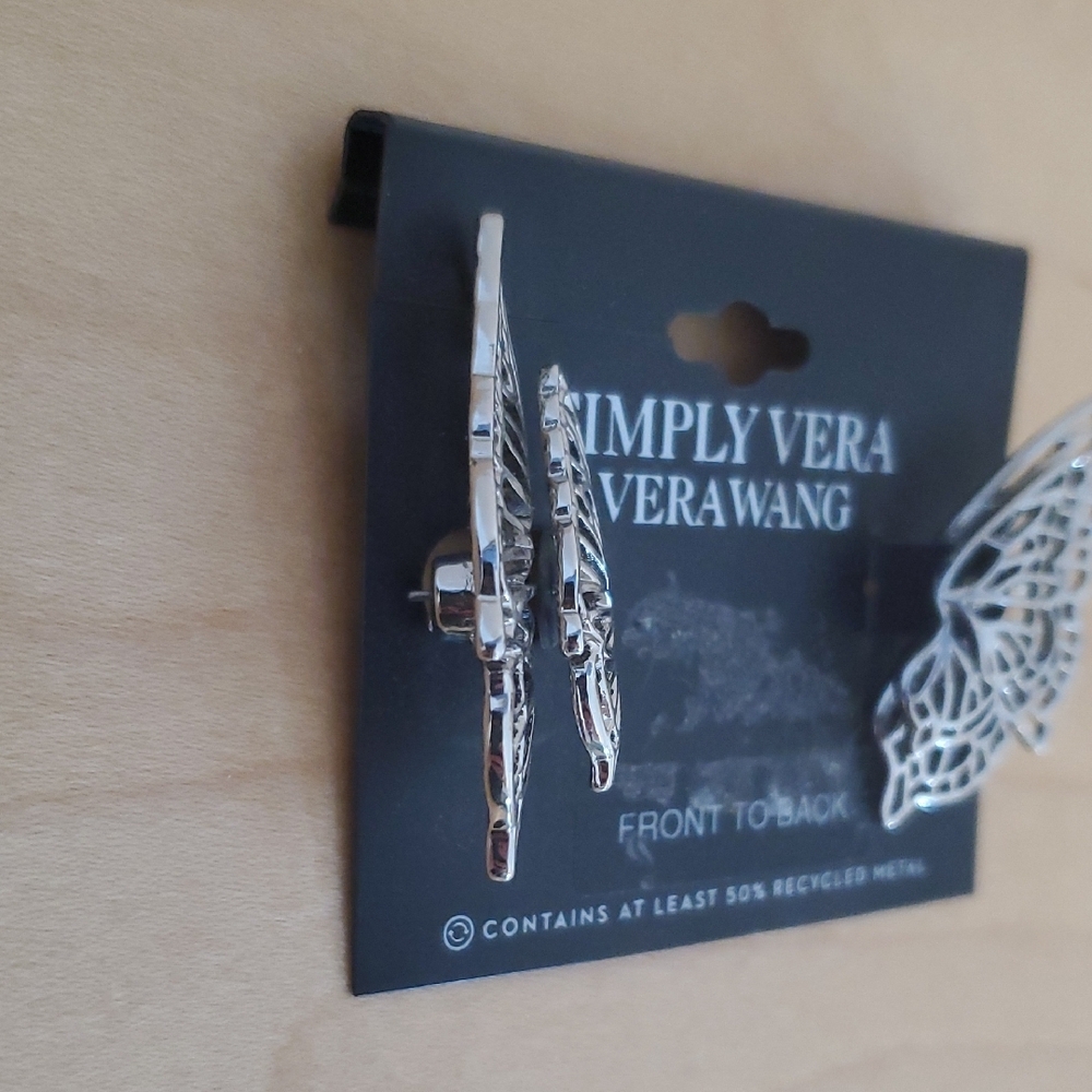 Simply Vera Vera Wang Silver-tone Openwork Butterfly Wing Earrings - Picture 2 of 4